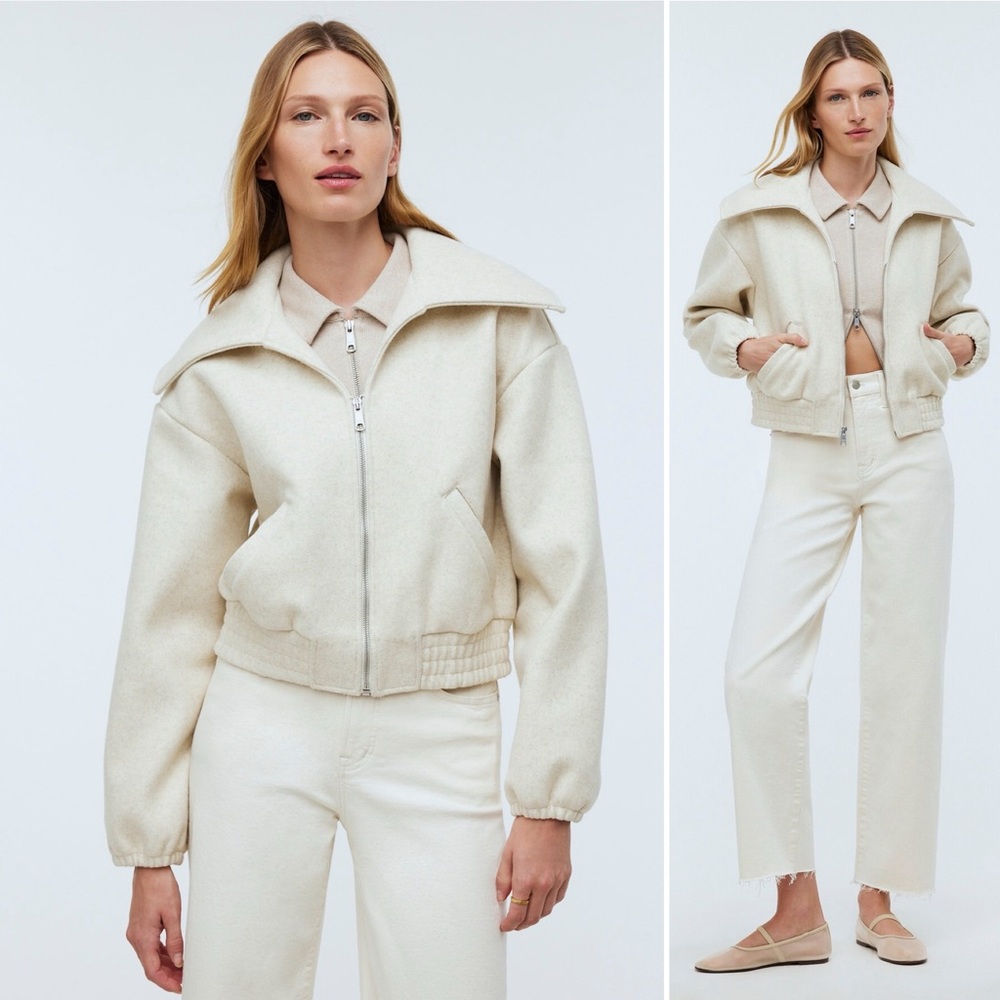 NWT Zip-Front Shawl Bomber Jacket